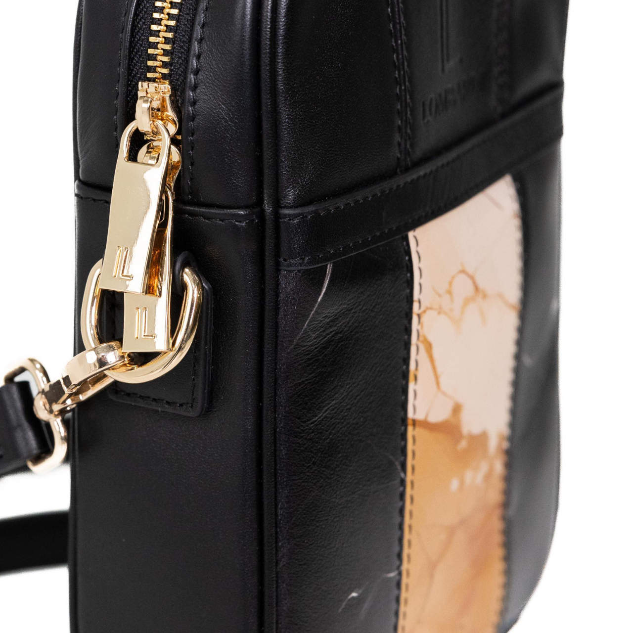 Side view of the Heritage edition Luxury satchel close up of the Gold premium quality zipper